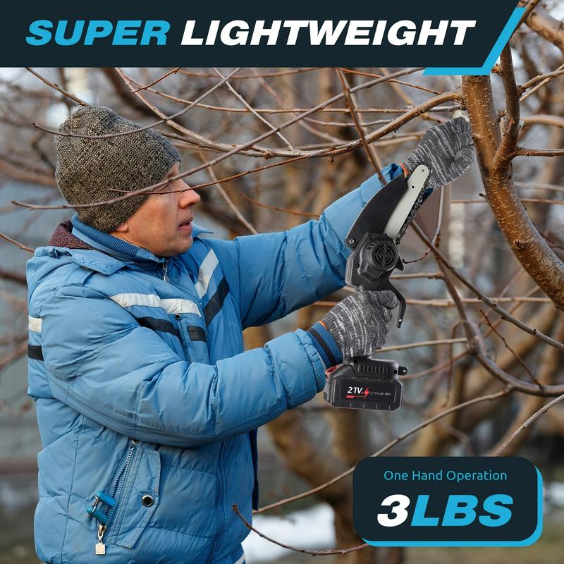 Compact Cordless Chainsaw, 6-Inch Portable Chainsaw, Battery-Powered 6-Inch Chainsaw, Handheld Electric Saw for Trimming Trees And Cutting Wood, Automatic Oiler for Branches, Yard, Home, Garden, Perfect Gift for Men, Spouse, Father,