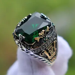 Power moves. In vintage style. This ring changes everything. --New Inlaid Gemstone Men's Luxury Ring, Unique Vintage Dominant Style Ring Marquise Cut Ring