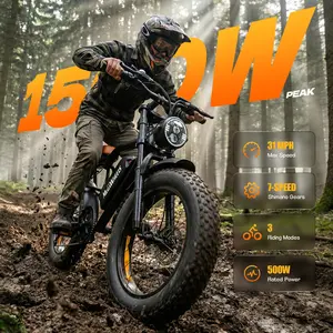 【Live only】1500W Peak Electric Bike for Adults Reaches 31 MPH 40-75 Miles Range 48V Battery 20" Fat Tires All Terrain E-Bike Ideal for Road Sand Mountain & Snow