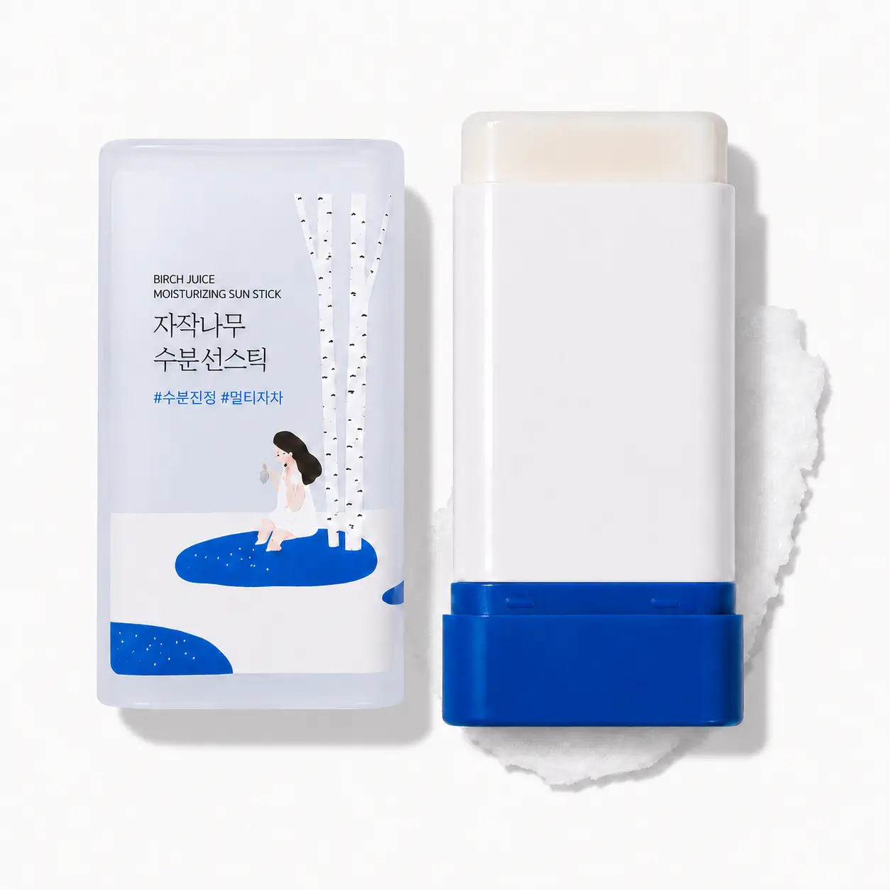 Round Lab Birch Juice Moisturizing Sun Stick SPF 50+ Face and Body Sunscreen No White Cast 0.67 oz