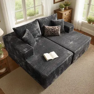 XIZZI 75" Oversized Boneless Double Chaise Lounge Sofa, Modern Compressed  Plush Corduroy Upholstered Sectional Cloud Couch Bed, Comfy Lazy Chair for Living Room, NO Assembly Required