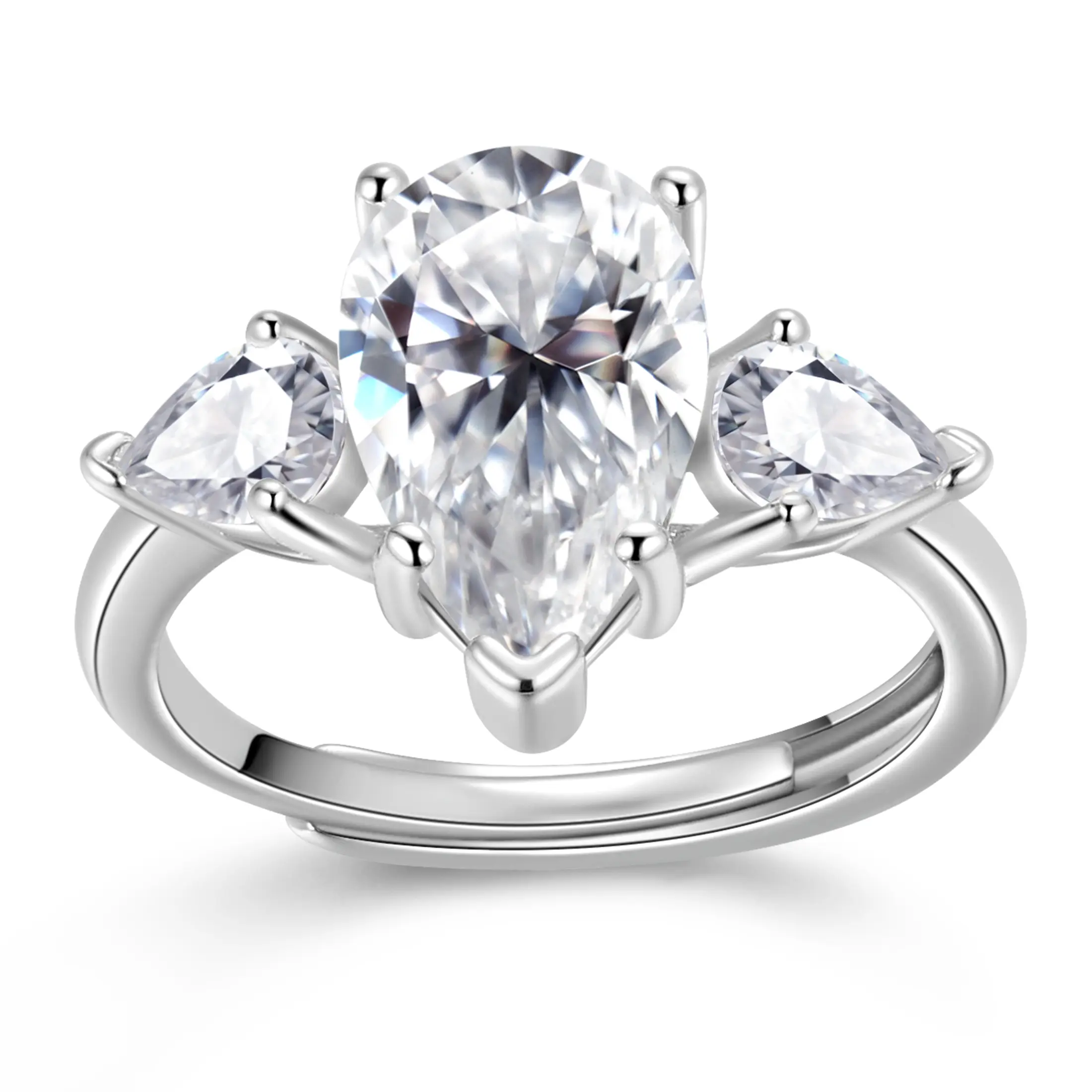 Fasjewly Women's 3CT Teardrop Cut Cubic Zirconia Halo Ring, Adjustable Teardrop Bridal Promise Engagement Ring, Valentine's Day Fashion Costume Jewelry Gift, Teardrop Bridal Rings