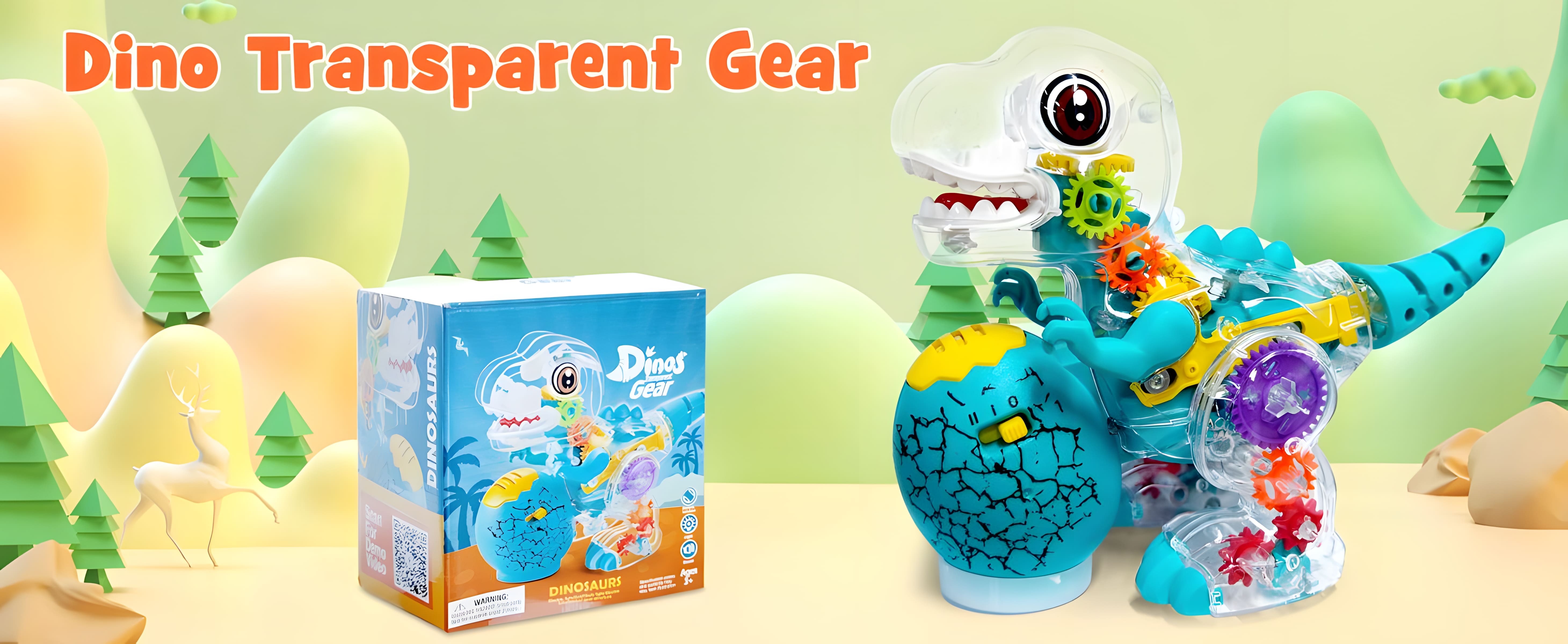 Electric T-Rex Roaring Dinosaur Toys,  Music Toys with LED Lights & Moving Wheels, Transparent Stem Sensory Gear Car Toys for Kids Entertainment, Gift for Boys Girls Birthday Party Christmas