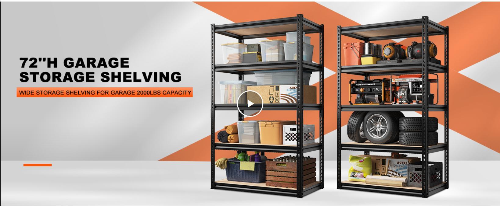 Raybee Adjustable 5-Tier Metal Storage Shelves, Garage Storage Shelving Unit for Warehouse Pantry Basement Heavy Duty Utility Rack Tool Shelf