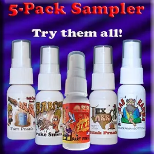5-Pack Assorted Stink Spray Bottles – Ultimate Prank Set with Liquid Ass, Karma, Tex Ass & More 💨🤣