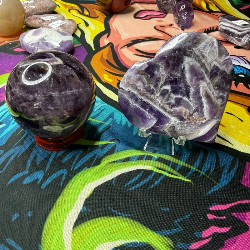 Chevron Banded Dream Stone Sphere - Polished V-Shape White Quartz Crystal for Meditation, Healing & Intuition, Lucid Dreaming, Cleansing, Protection, Violet, Wholesale Crystals, Balances Chakras, Aids In Meditation, Amethyst, Chevron Amethyst, Dream Recal
