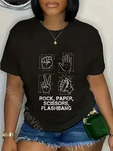 100% Cotton Rock Paper Scissors Flashbang Funny Gamer Meme T-Shirt