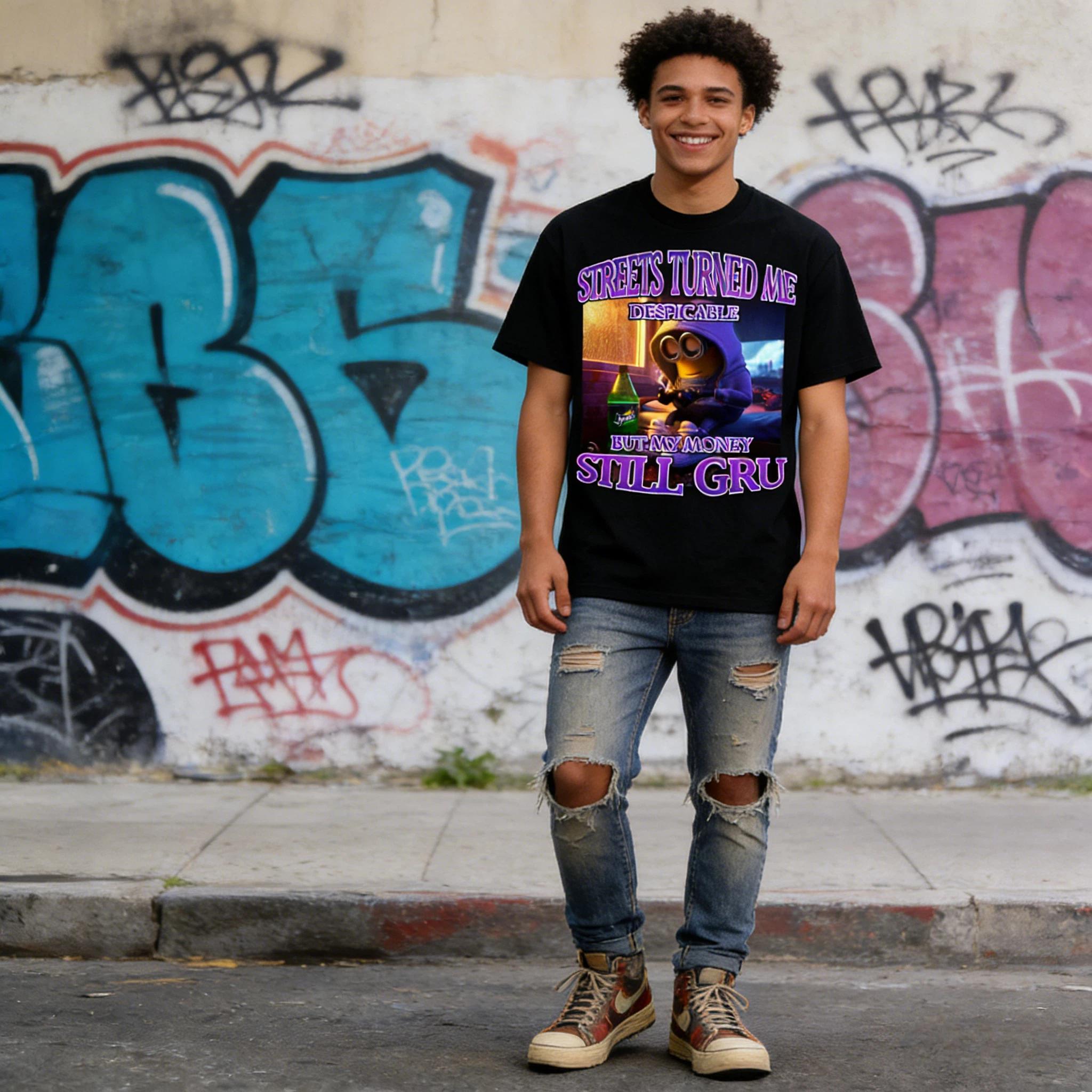 Minions Meme T-Shirt Streets Turned Me Despicable Vintage Streetwear Graphic Tee for Teens Young Adults 2026 Funny Oversized Aesthetics