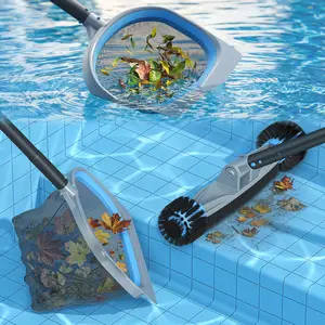 UIRWAY Deluxe Swimming Pool Cleaning Kit, Deep Leaf Skimmer Net & Flat Fine Mesh Net for Inground & Above Ground Pools Cleaning