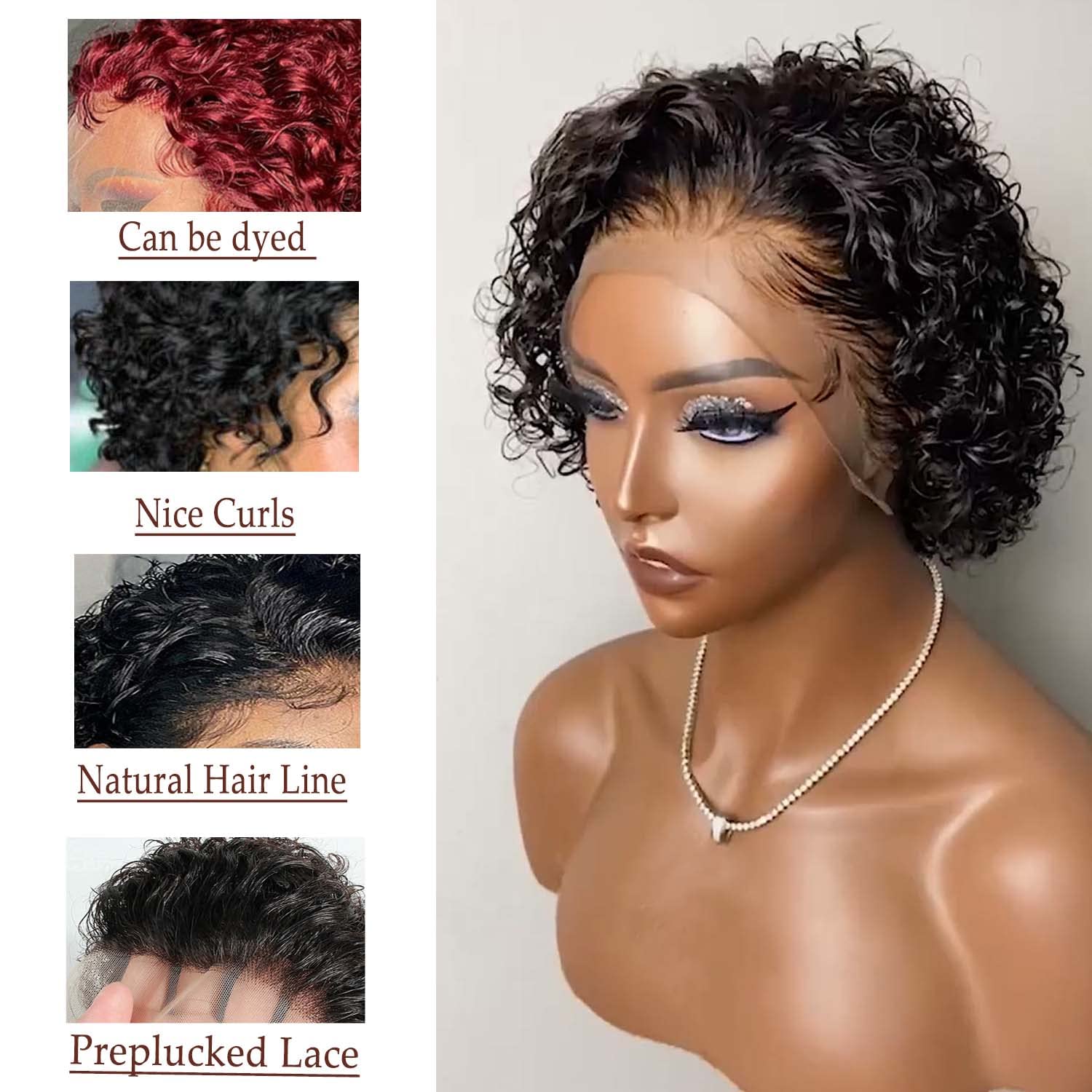 [Wholesale Price] 2-3-5Pcs Short Pixie Cut 13x4x1 Free Part Lace Front Human Hair Wigs for Black Women Brazilian Human Hair Wig 150% Density Natural Black Ready to Wear Daily Wig