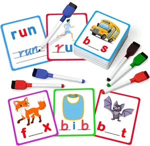 100 Short Vowel Spelling Flashcards, Handwriting Cards Learn to Write CVC Sight Words CVC Words Games for Kindergarten Learning Activities, Montessori Educational Toy Gift for Kids 3 4 5 6 Years Old