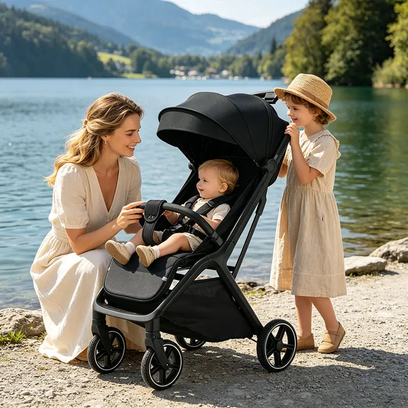 Lightweight Foldable Baby Stroller, Adjustable Unisex Design with 1-Button Fold, Aluminum Alloy Frame and Oxford Cloth for Travel & Daily Walks, Adjustable Stroller, One-Button Fold