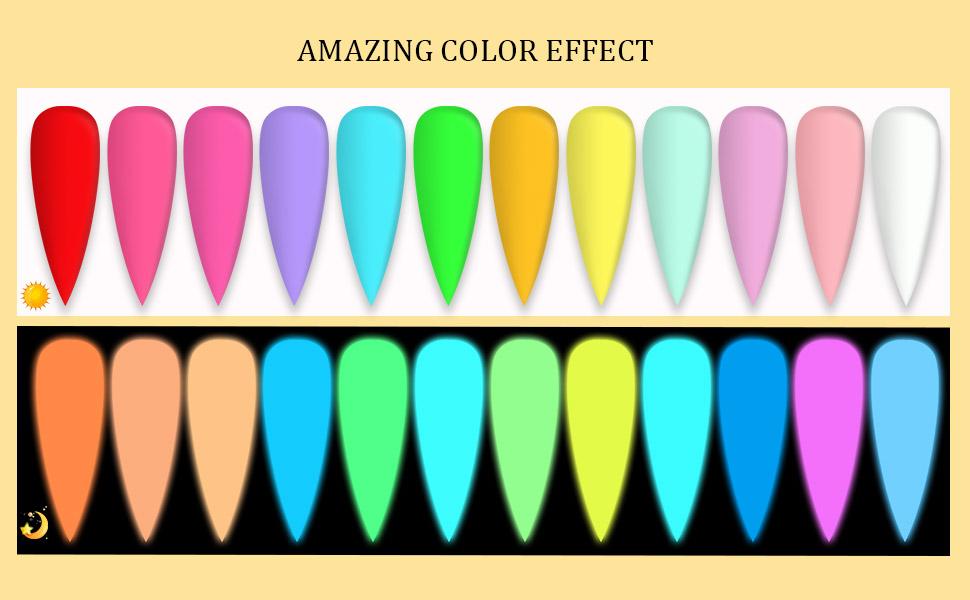 SAVILAND Glows in The Dark Gel Nail Polish Set - 12 Halloween Colors Luminous Neon Nail Gel Polish Set Soak off U V/LED Glow Effect Nail Polish for DIY Nail Art Design Holiday Gifts for Women Nail Care Manicure Cutics Cosmetic