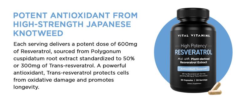 Resveratrol Supplement | Antioxidant, Heart Health, Longevity & Cognitive Support | 60 Capsules