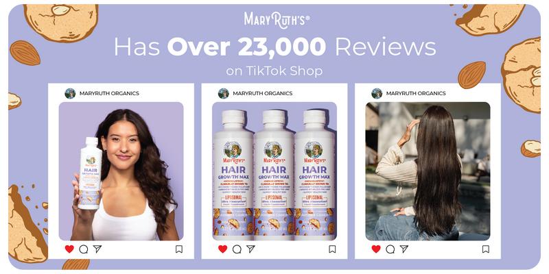 MaryRuth's Hair Growth Max Liposomal - Lustriva + Biotin 10000mcg + Pumpkin Seed Oil - Thicker Hair - Improve Wrinkles & Fine Lines - 15.22 Fl Oz