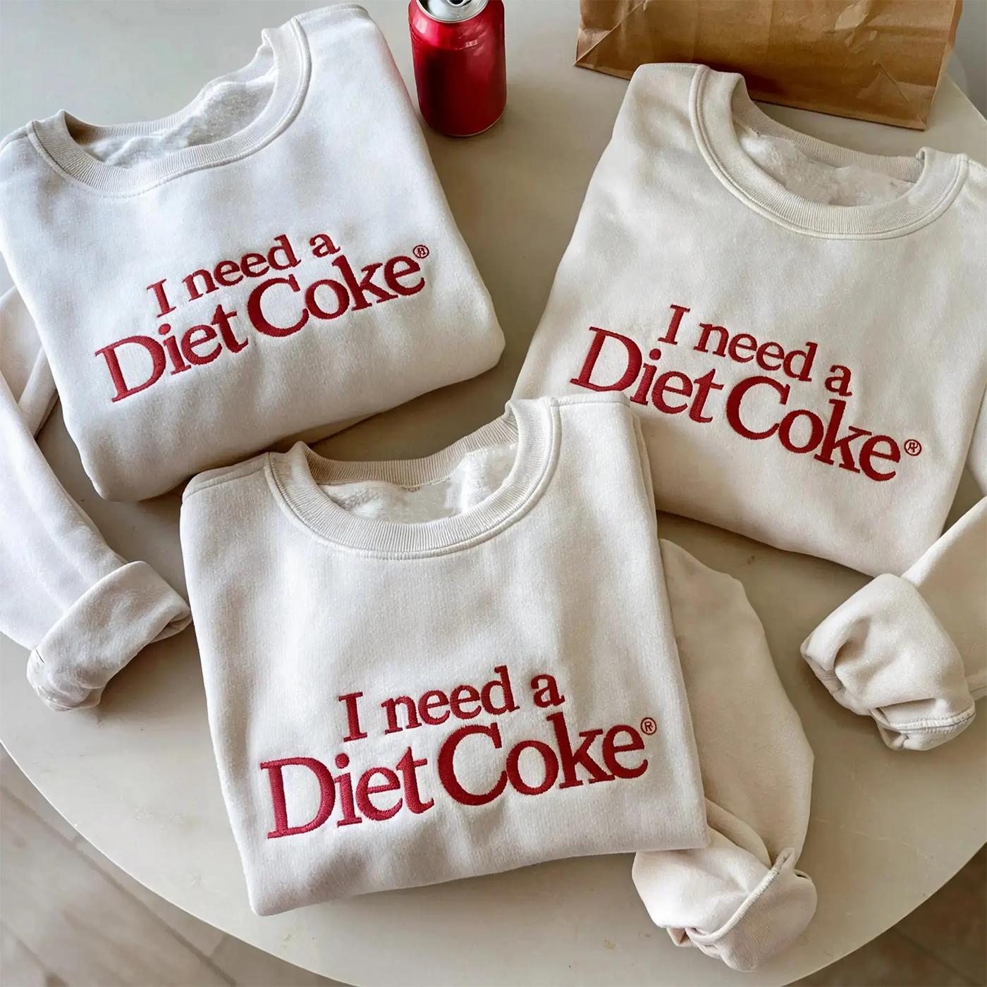 Embroidered I Need a Diet Coke Sweatshirt – Fashion Casual Long Sleeve Crewneck Pullover, Trendy Soda Lover Gift, Fun Bride Sweatshirt for Women Embroidered I Need a Diet Coke Sweatshirt – Fashion Casual Long Sleeve Crewneck Pullover, Trendy Soda Lover Gift, Fun Bride Sweatshirt for Women