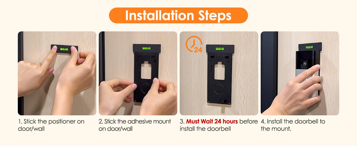 Adhesive Video Doorbell Mount for Ring Battery Doorbell (2024 Release), No Drilling Camera Door Mounting Holder Bracket Accessories for Apartments Office Houses