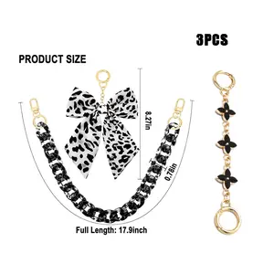 Acrylic Bag Charms Strap, Leopard Print Bow Decorative Chain, Bag Accessories Chain Decoration Supplies for Women, Vintage Handbag Decor Acrylic Bag Handle Shoulder Strap for Women New Bag Charm Keychain Bag Pendant