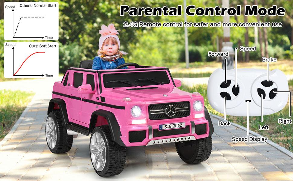 Costway Licensed Mercedes Benz Ride on Truck Car w/ Remote Control, 12V Battery Powered Electric Vehicle for Kids Boy Girl, LED Lights, Music, Suspension System Costway Licensed Mercedes Benz Ride on Truck Car w/ Remote Control, 12V Battery Powered Electric Vehicle for Kids Boy Girl, LED Lights, Music, Suspension System