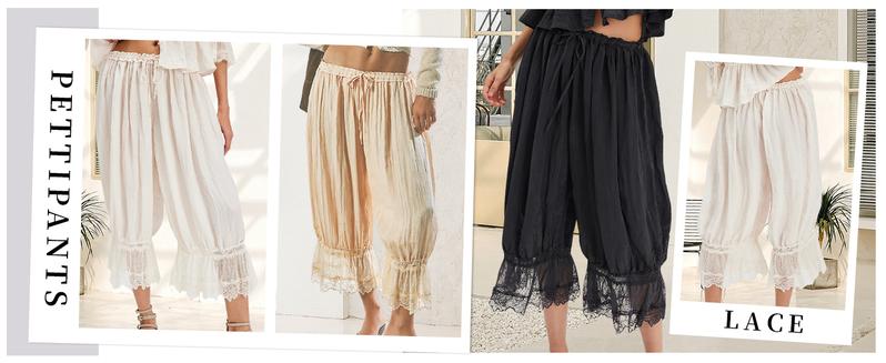 Lace Bloomer Pants for Women Capri Yoga Pants YeeZaa Y2k Elastic Waist Lace Patchwork Pettipants Ruffle Long Going Out Streetwear Lightweight Flared Slips Pants Pajama Bottoms 2026 Spring Summer Fashion Forever Young Bloomer Pants