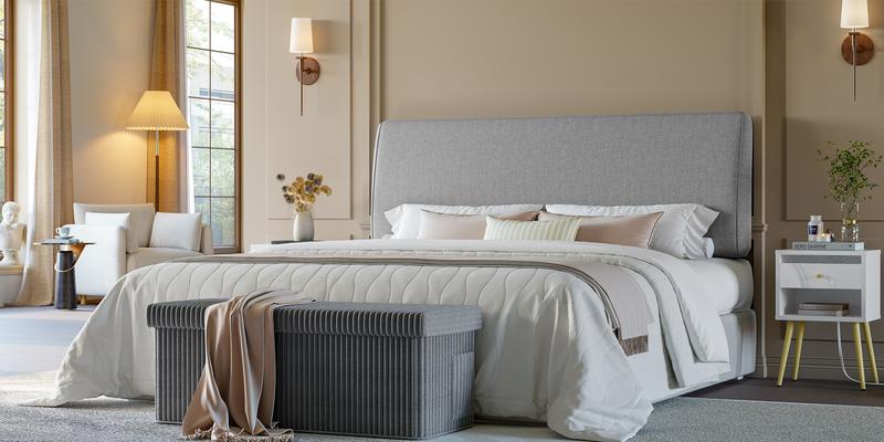 Pinmoco Upholstered Foam Headboard, Height Adjustable and Ergonomic Head Board 【Headboard Only】 Pinmoco Upholstered Foam Headboard, Height Adjustable and Ergonomic Head Board 【Headboard Only】