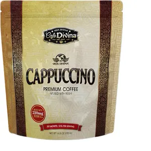 Cappuccino Premium Coffee infundido con reishi 210 mg -organic beverage -20 sachets per pack Natural