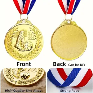 High Quality Zinc Alloy Soccer Medals 30pcs for Kids Team Awards with Strong Rope and DIY Back Design