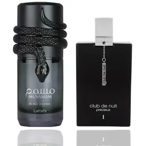 Lattafa Musamam Black Intense & Club de Nuit 2-Piece Bundle Set, Deep Scent, Dark Profile Double Pack for Men's Fragrance