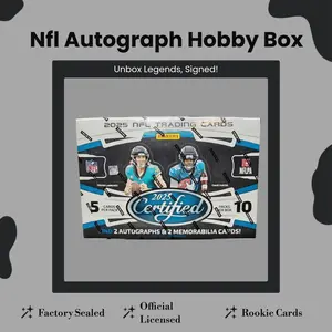Panini 2025 Certified NFL Hobby Box - 10 Packs, 5 Cards Per Pack, 2 Autographs & 2 Memorabilia Cards, Factory Sealed