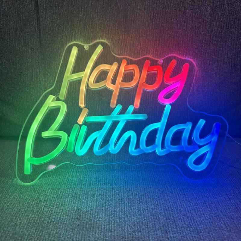 Happy Birthday LED Neon Sign | RGB Colorful Party Wall Light for Bedroom, Party & Kids Room