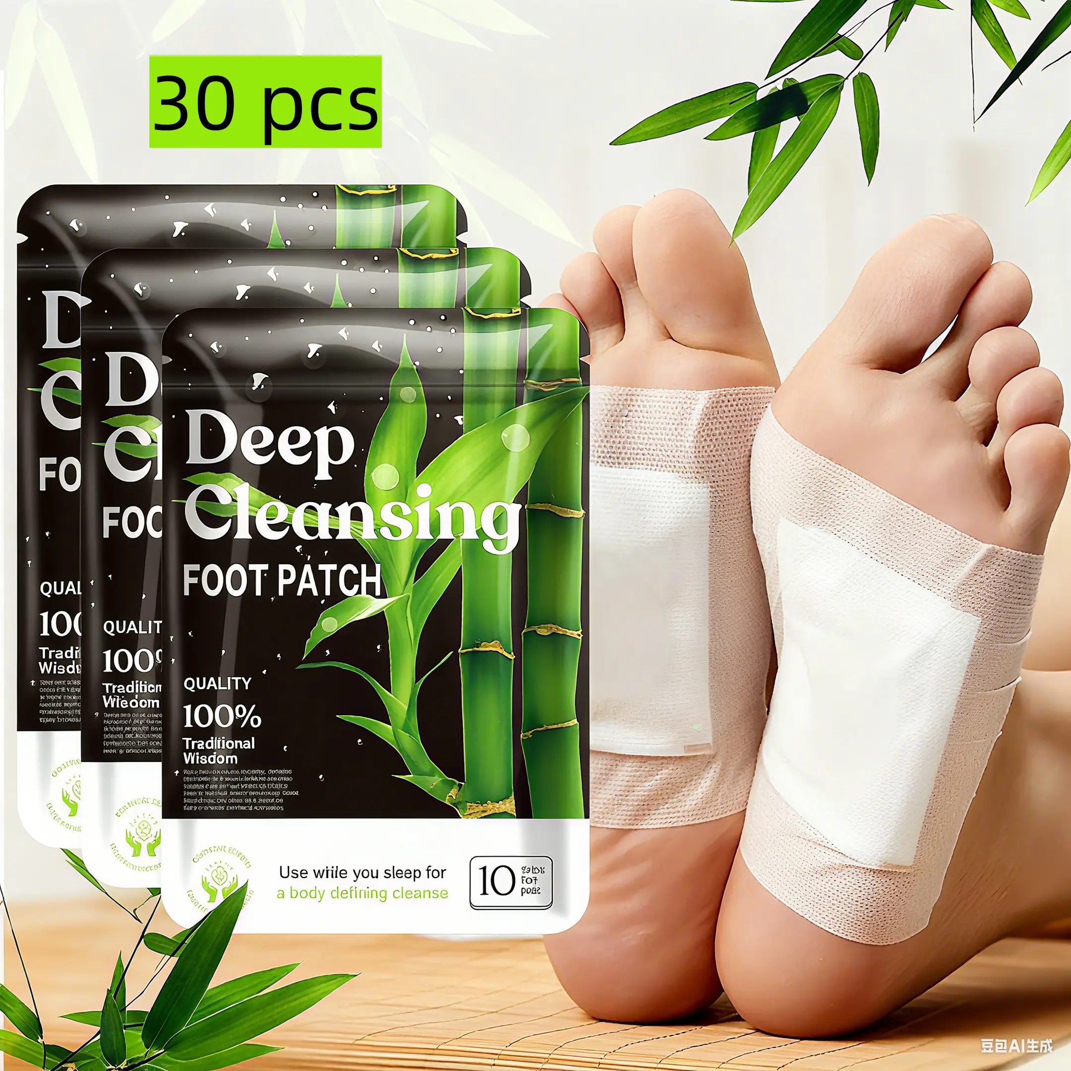 30PCS Ginger & Bamboo Charcoal Natural Cleansing Foot Patches - Soothing, Fatigue Relief, Stress & Mood Masks for Relaxation, Better Sleep (Beauty & Personal Care Hand & Foot Care), Soothing Foot Masks, Fatigue Relief Foot Masks