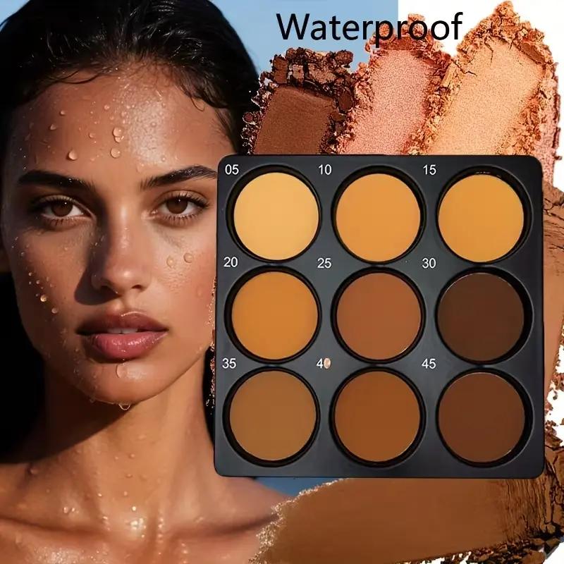 9-Color Contour Bronzer Palette, Buildable Texture Powder Makeup for Face and Body Sculpting - Waterproof & Smudgeproof for Beginner to Expert Levels, Face To Body