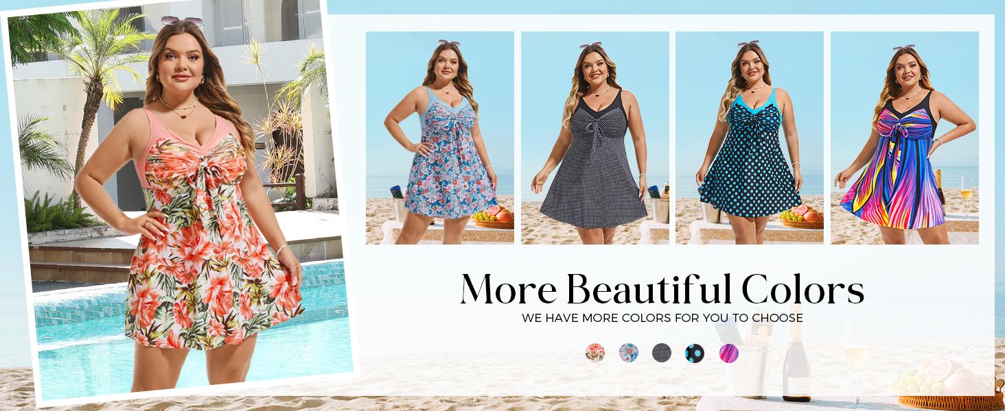 Hanna Nikole Women's Two Piece Swim Dress Plus Size Tummy Control Floral Printed Swimwear Swimsuits with Boyshort Tankinis Set Swimdress Outdoorfun