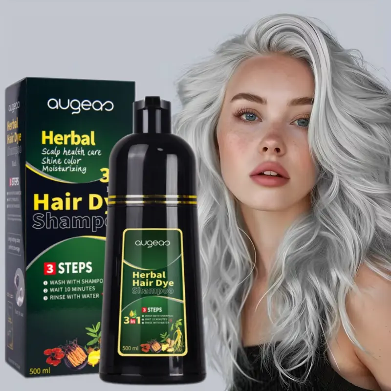 3-In-1 Silver gray Hair Color Shampoo One-Pack, Covers Gray Hair, Herbal Hair Color Shampoo - Natural And Healthy Botanical Ingredients, Quickly Completes Hair Color, Moisturizes And Cares for Hair, Suitable for Men And Women，16.91oz