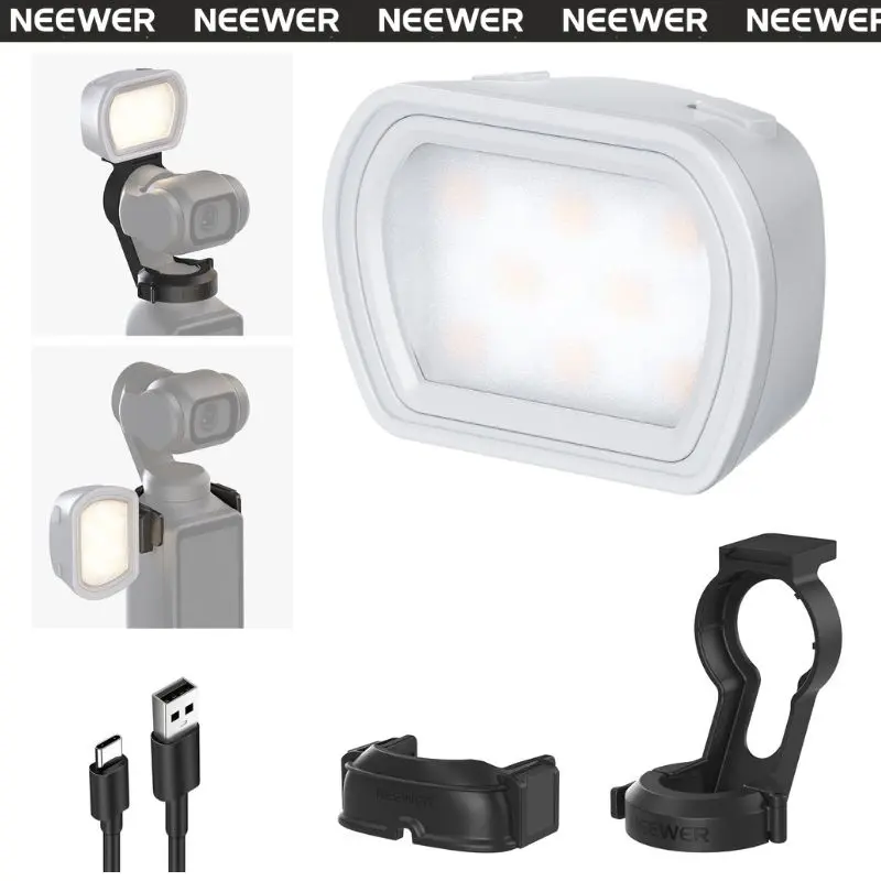 NEEWER M21 Magnetic Adjustable Miniature LED Fill Light Mount, Compatible with DJI OSMO Pocket 3 Gimbal Camera Creator Combo, Rechargeable USB-C Auxiliary Light for Content Creator Selfie Video Blog Kit Recording