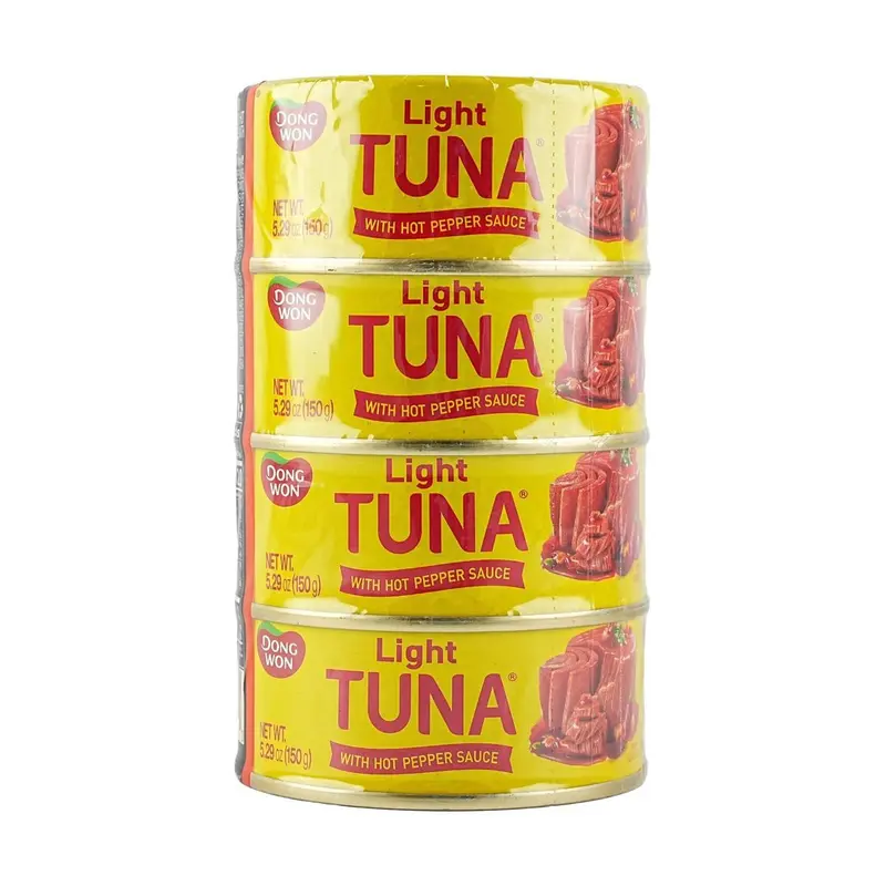 DONGWON Spicy Tuna Can - Ready-to-Eat Korean Tuna Fish, 150g x 4 Cans, Perfect for Kimbap, Bibimbap, Salads