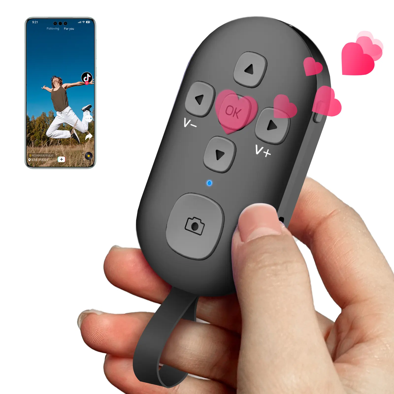 SEANCHEER C01 Bluetooth Phone Accessories - TikTok Scrolling Remote, Kindle App Page Turner, Camera Shutter Controller with USB-C Charging