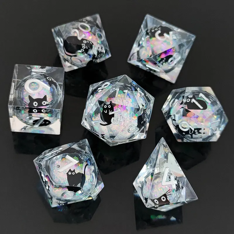 Resin Liquid Core Dice Set - Watermark-Free High-Definition Image Accessory for DND Dungeons & Dragons Role-Playing Games, Adult Party Games