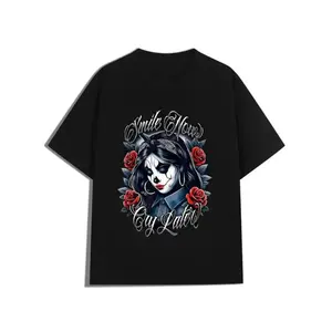 Smile Now Cry Later Chicana Tattoo Chicano Art Latina Payasa Vintage Graphic Tee Summer Womenswear Cotton Custom Tops