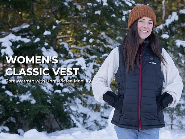 ororo Women's Classic Heated Vest with Battery Pack - Water and Wind-Resistant -Lady's  Lightweight Outdoor Underwear Winter Warmer