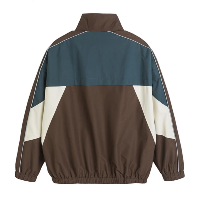 Spring Men's Trendy Brand Vintage Colorblock Patchwork Stand Collar Jacket, Unisex Streetwear Loose Fit Couple Coat, Men's Trendy Brand Relaxed Fit Sleeveless Zip-Up Cardigan, Suitable for Men's Everyday Wear