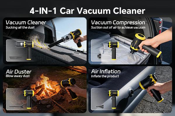 MR.EGO 20000Pa, G2 Car Vacuum Portable Cordless, 4-in-1 Mini Vacuum Cleaner with 20,000Pa Powerful Suction, Type-C Charging, 2 Suction Modes, Ultra-Light for Car, Home, Desk, Keyboards