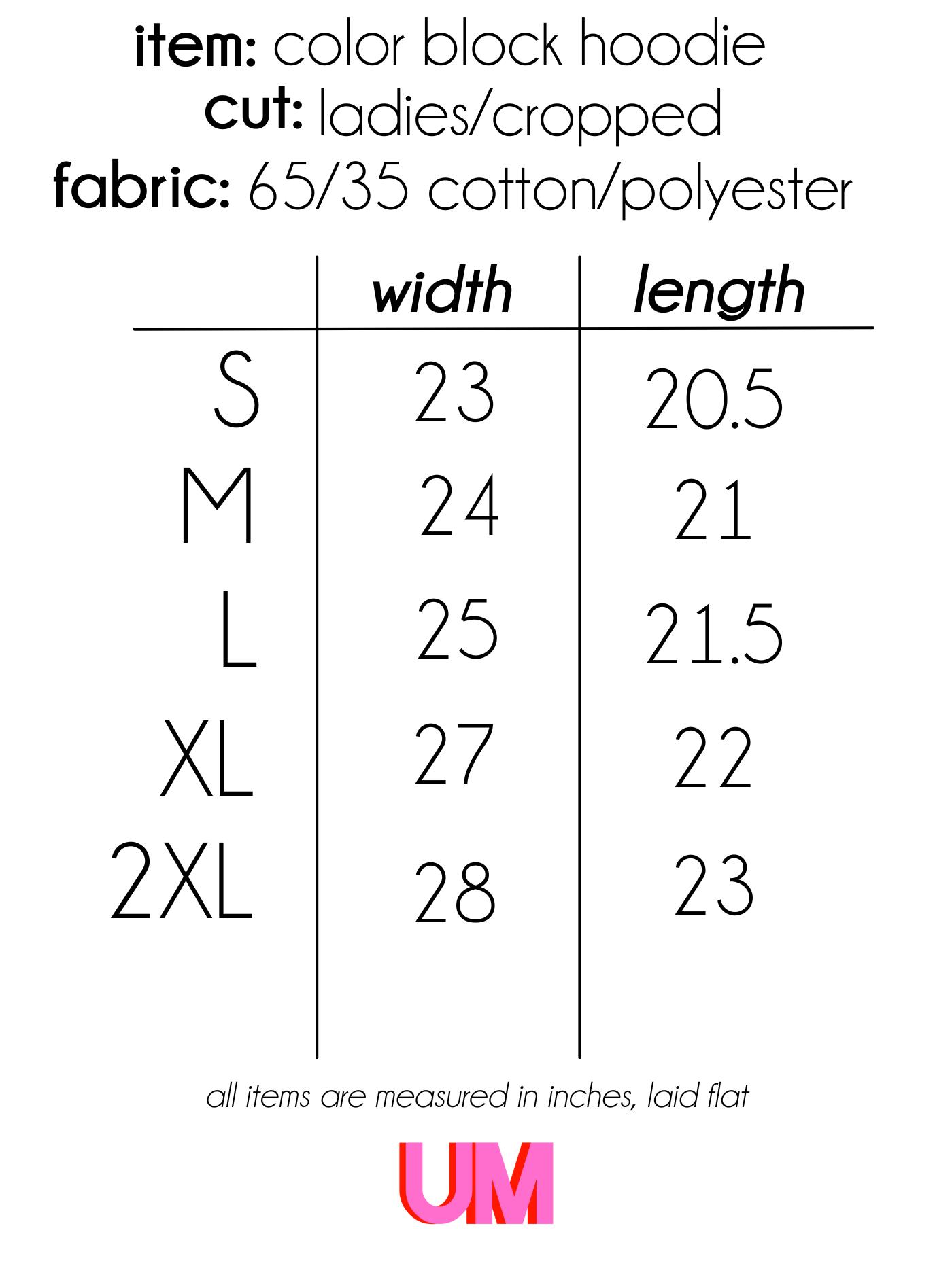 Mama Embroidered Cropped Colorblock Hoodie