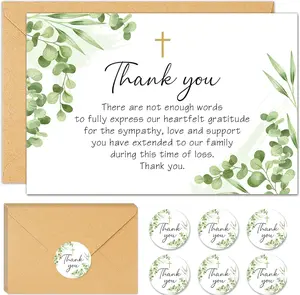 50 Pcs Funeral Sympathy Thank You Cards with Envelopes and Matching Seal Stickers,Green Leaf Cross Bereavement Card with Message for Memorial Service Loved Ones Celebration of Life,Hand Tools Kits