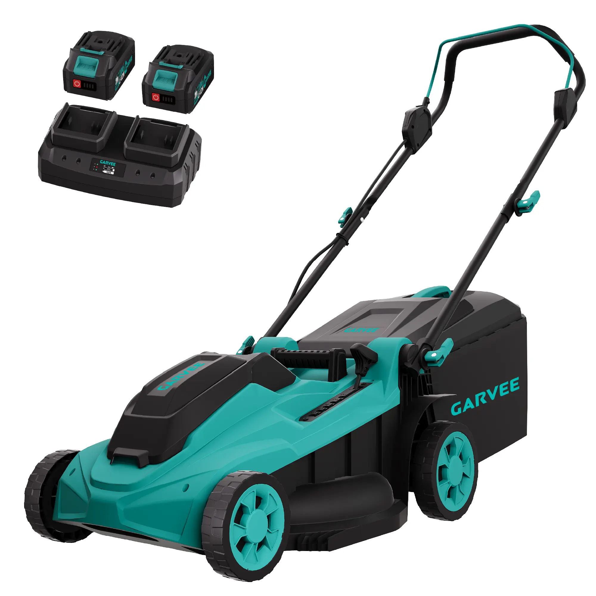 Garvee 17-Inch Wireless Electric Lawn Mower - 40V 4.0Ah Battery Powered, Brushless Motor - 2-in-1 Bagging & Mulching - Lightweight Walk-Behind Push for Small/Medium Yards, Includes Charger