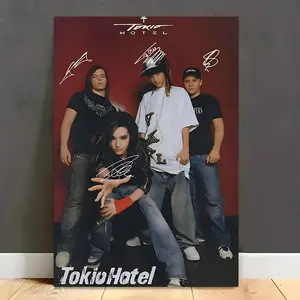 1PC Tokio Hotel Band Signed Canvas Art Poster - Framed Modern Wall Decor, 2D Flat for Music Lovers and Fans - Perfect for Bedrooms and Living Rooms - Music Room Decor