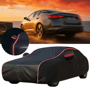 for Nissan Sylphy 6 Layer Heavy Duty Car Cover, All Weather Waterproof Dust Snow UV Resistant Protection, Indoor Outdoor Anti Scratch Full Exterior Cover, Glow In The Dark Black Car Cover