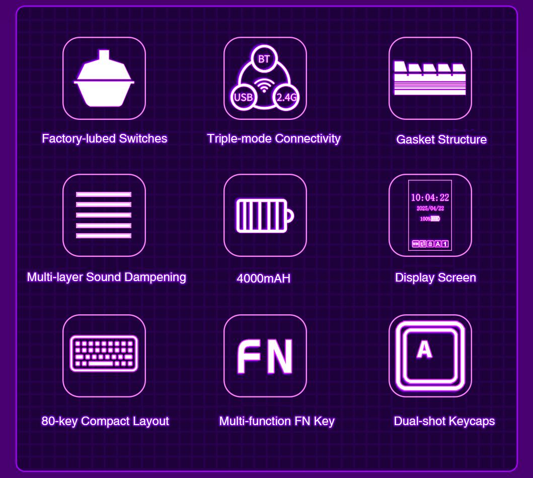 [NEW]Aula S75 Pro Wireless Mechanical Gaming Keyboard with TFT Screen Knob Custom Creamy keyboard Gasket 75% Layout RGB Backlight Hot Swappable for Office PC Mac Linux Gradient Black TikTokshopBlackFriday