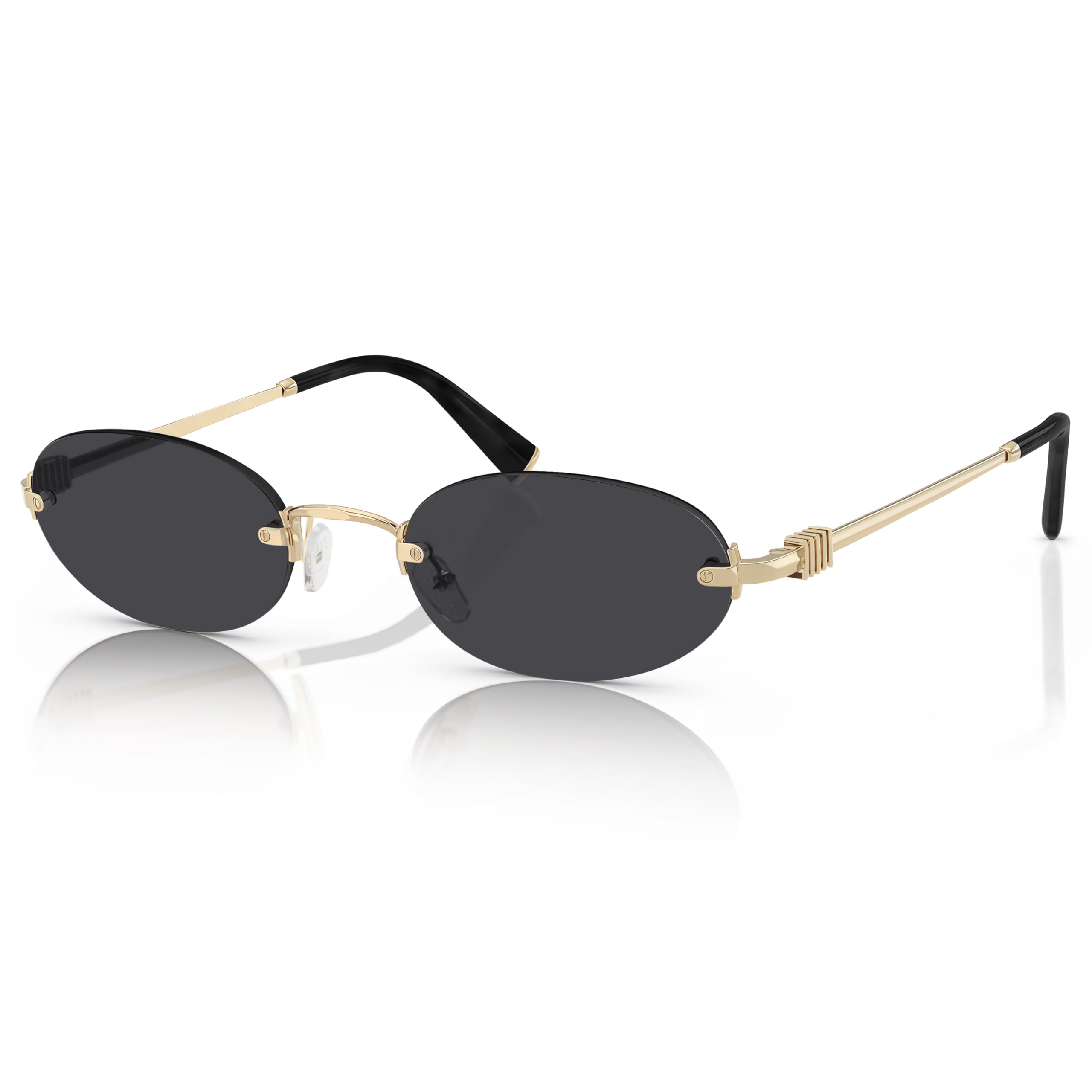 Oval Frame Sunglasses New Rimless Cut Edge Personality 