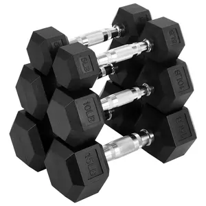 60 LB-100 LB Hex Dumbbells Set, 5-30 LB PVC Hex Dumbbell Weights Set for Strength Training, Exercise & Fitness Dumbbells, 60 LBS (5x2+10x2+15x2)